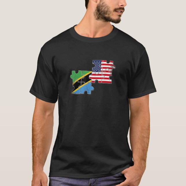 Tansania Usa Liebe Roots Tansanianische Flagge T-Shirt (Vorderseite)