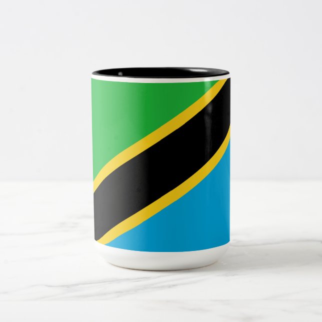 tansanische Flagge Zweifarbige Tasse (Mittel)