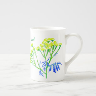 Tansy auf einer Knochen-China-Tasse Prozellantasse