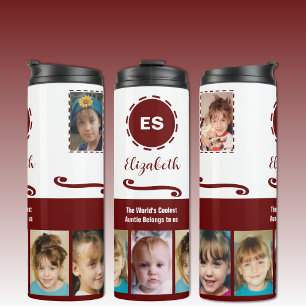 Tantchen fügen Sie einen Namen Foto Collage weiß b Thermosbecher