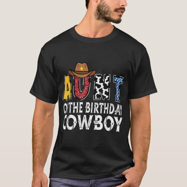 Tante 1St Birthday Cowboy Western Tante T-Shirt (Vorderseite)