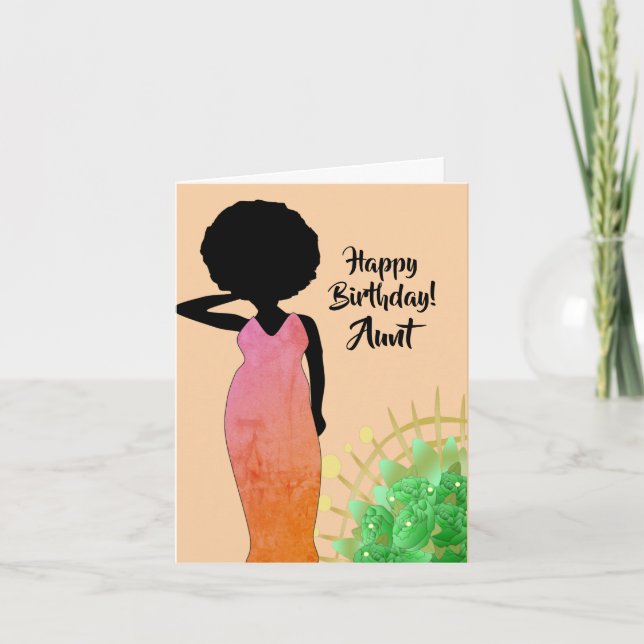 Tante African American Woman Happy Birthday Card Karte (Vorderseite)