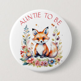 Tante | Babyfox und Blume Kinderdusche Button