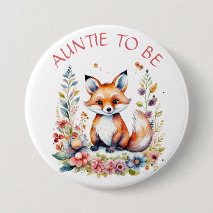 Tante   Babyfox und Blume Kinderdusche Button