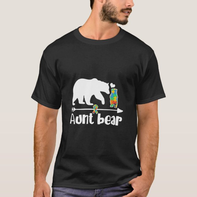 Tante Bear Autismus Bewusstsein Puzzle Piece Unter T-Shirt (Vorderseite)