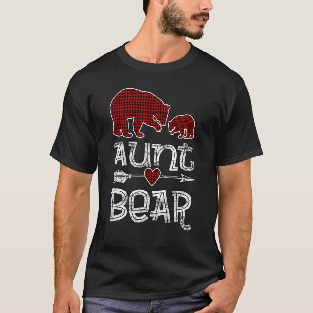 Tante Bear Buffalo Karierter Pfeil Weihnachten Paj T-Shirt (Vorderseite)