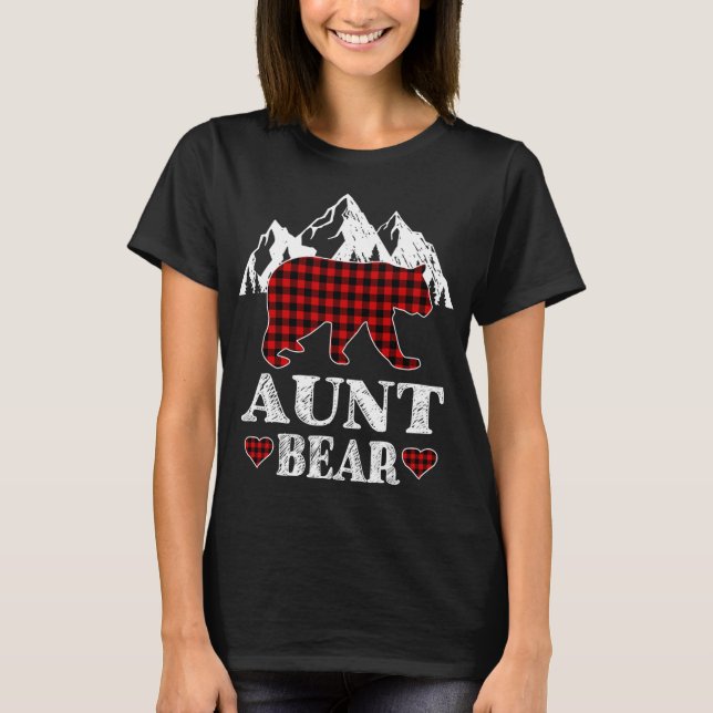 Tante Bear Christmas Pajama Red Kariert Buffalo Ma T-Shirt (Vorderseite)