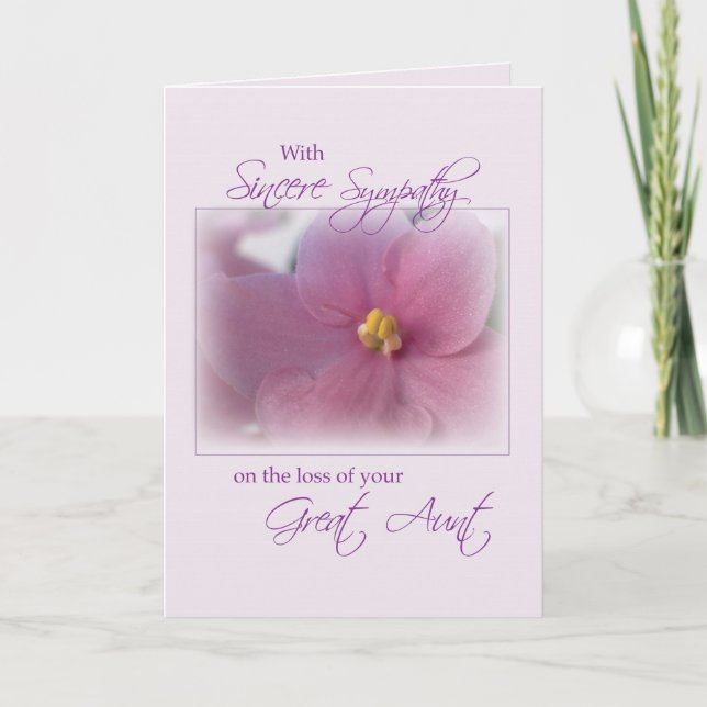 Tante, Beileid, Lilac Karte (Vorderseite)