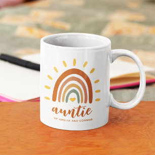 Tante Benutzerdefinierter Name Boho Erdtöne Regenb Kaffeetasse