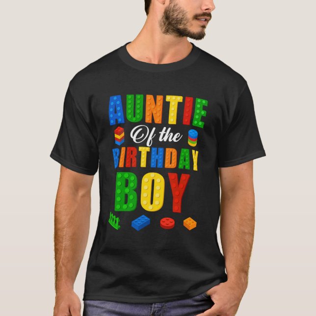Tante Birthday Boy Master Builder Gebäude Bricks T-Shirt (Vorderseite)