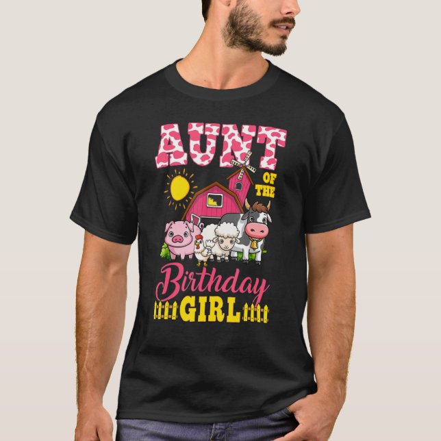 Tante Birthday Farm Animals Mädchen Matching Gebur T-Shirt (Vorderseite)