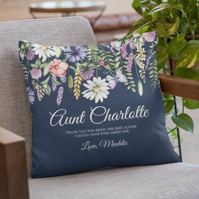Tante Custom Message from Niece Wildblumen Kissen (Aunt Custom Message From Niece Wildflowers Throw Pillow
)