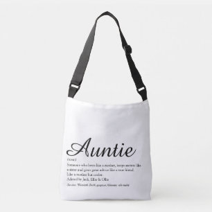 Tante Definition Zitat Chic Skript Typografisch Tragetaschen Mit Langen Trägern