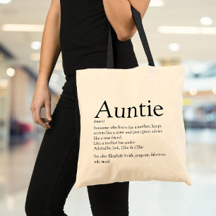 Tante Definitionszitat Schwarz und Weiß Tragetasche
