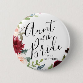 Tante der Braut | Burgundy Bouquet Wedding Button