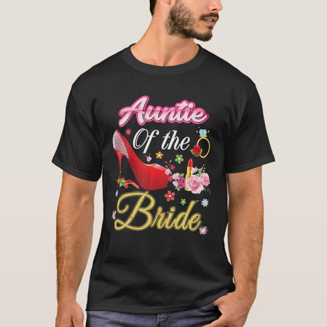Tante der Bride Happy Wedding Blume rosa Schuhe T-Shirt (Vorderseite)