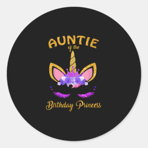 Tante der Geburt Prinzessin Unicorn Girl T-Shi Runder Aufkleber