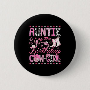 Tante der Geburtstags-Cowgirl Pink Rodeo Western Button