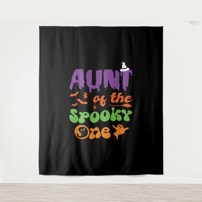 Tante der spöttischen ein Halloween Familie Matchi Wandteppich (Vorderseite)
