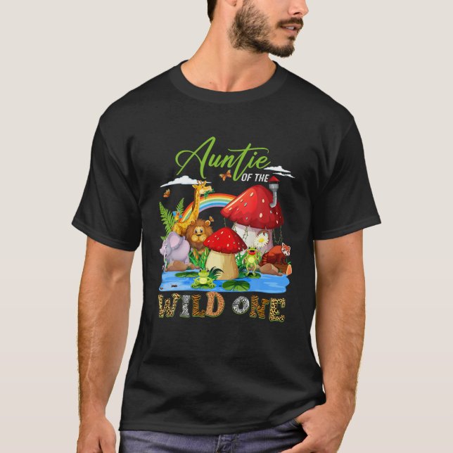 Tante der wilden Einziger Zoo Birthday Waldtiere T-Shirt (Vorderseite)