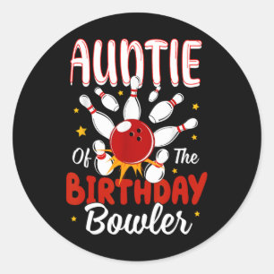 Tante des Geburtstags Bowler Kid Bowling Party Ce Runder Aufkleber