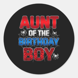 Tante des Geburtstags Junge Matching Spider Family Runder Aufkleber