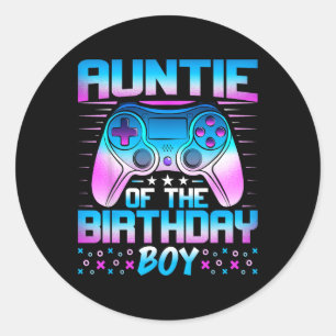 Tante des Geburtstags Junge - Matching Video Game Runder Aufkleber