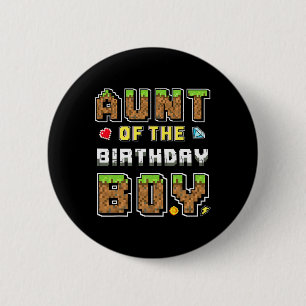 Tante des Geburtstagsjungen Gamer Pixel Geburtstag Button