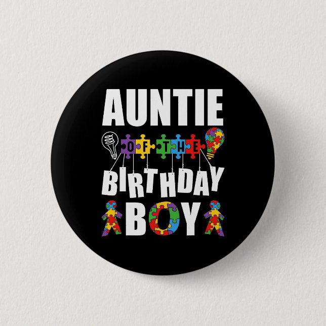 Tante des Geburtstagskinder-Autismus-Bewusstseins Button (Vorderseite)