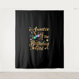 Tante des Geburtstagsmädchen-Einhorn-T-Shirts Wandteppich
