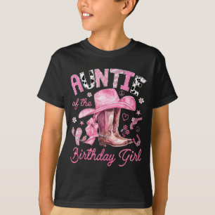 Tante des Geburtstagsmädchens pinke Cowgirl Wester T-Shirt