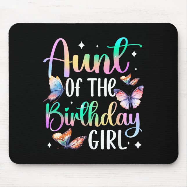 Tante des Geburtstagsmädchens Schmetterlings-Party Mousepad (Vorne)