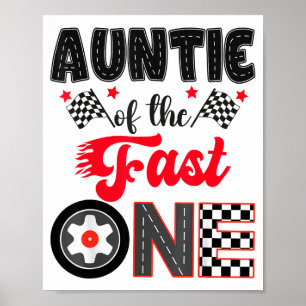 Tante des schnellen Autos Rennpapa 1. Geburtstag Poster