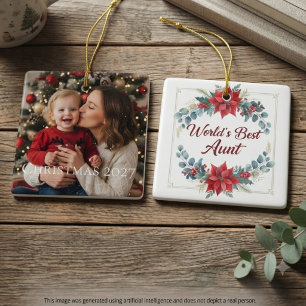 Tante des Weltbesten rote Poinsettie Florale Feier Keramikornament