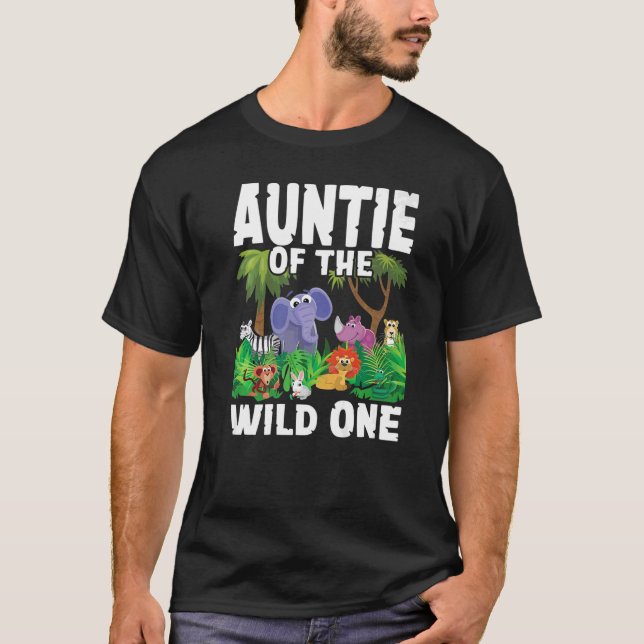 Tante des wilden One Zoo Birthday Safari Jungl T-Shirt (Vorderseite)