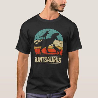 Tante Dinosaur T Rex Auntsaurus 2 Kinder Familienm T-Shirt