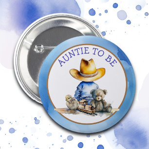 Tante, ein Lil' Cowboy zu sein Babydusche Button