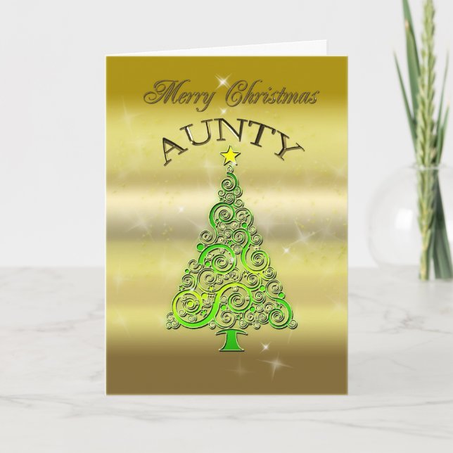 Tante, eine Weihnachtskarte mit Goldeffekt Feiertagskarte (Vorderseite)