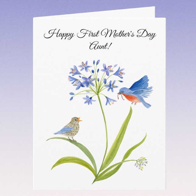 Tante erster Muttertag Blaue Vogel Karte (Von Creator hochgeladen)