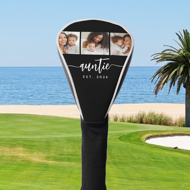 Tante Established Elegant Script Black 3 Foto Golf Headcover (Von Creator hochgeladen)
