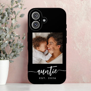 Tante Etablierte Elegante Schrift Foto Schwarz iPhone 16 Hülle