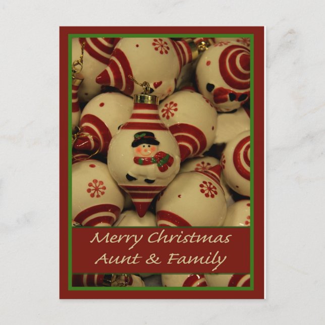 Tante & Familie Frohe Weihnachtskarte Feiertagspostkarte (Vorderseite)