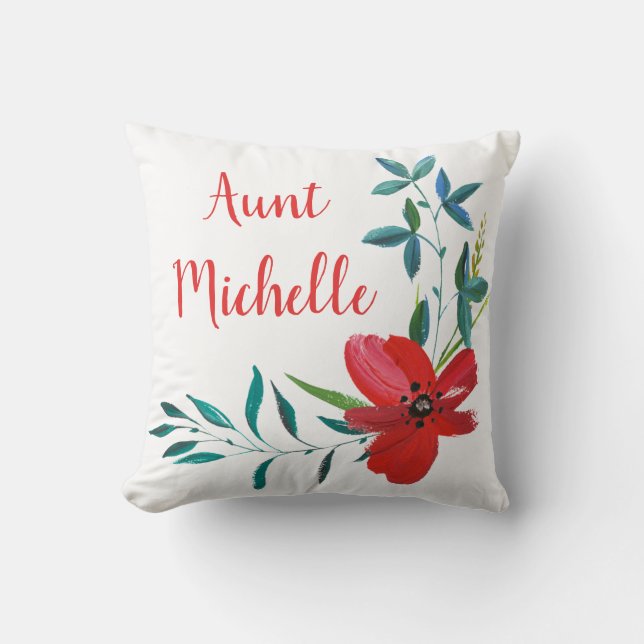 Tante Floral Name Typografie Kissen (Vorderseite)