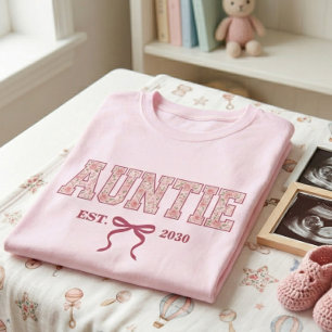 Tante Floral Varsity-Buchstabe Kokette-Schleife Ma T-Shirt