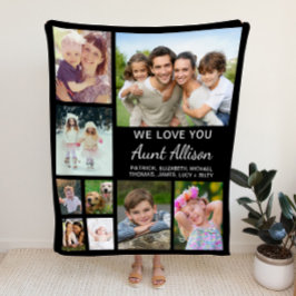 Tante Foto Collage Black Fleecedecke