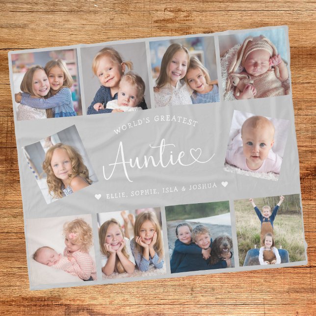 Tante-Foto-Collage-Script Cute Herz Modern Fleecedecke (Von Creator hochgeladen)