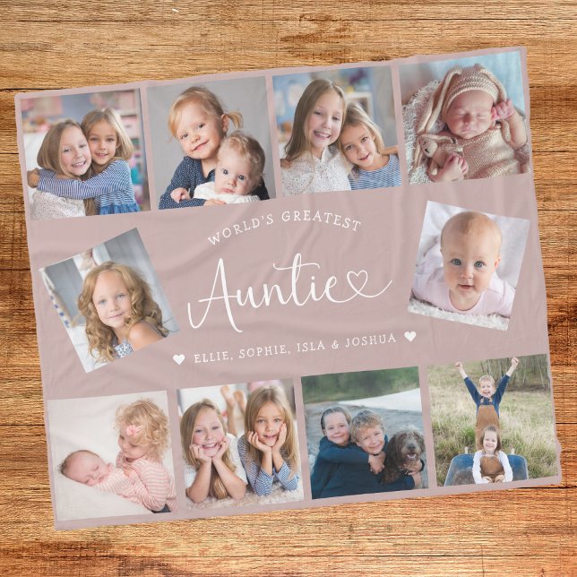 Tante-Foto-Collage-Script Cute Herz Modern Fleecedecke (Von Creator hochgeladen)