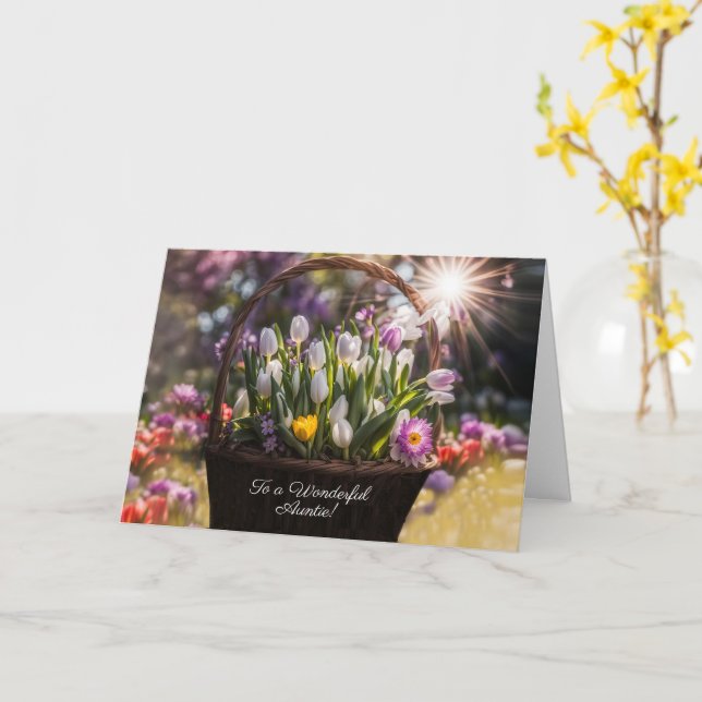 Tante Frohe Ostern mit Frühlingsstrauß  Karte (Gelbe Blume)