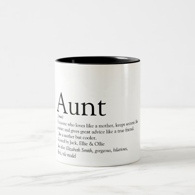 Tante Fun Moderne Personalisierte Definition Quote Zweifarbige Tasse (Mittel)