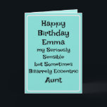 Tante Funny Birthday Card Karte<br><div class="desc">Eine lustige humorvolle Karte für eine Tante,  Schwester oder Freundin. Behalt,  Entfernen oder Ändern der Meldung innerhalb der Karte.</div>